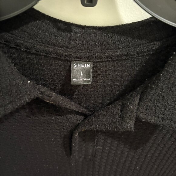 Medium Black Waffle Polo - Picture 2 of 3